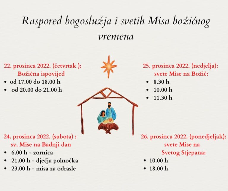 Raspored bogoslužja u božićnom vremenu